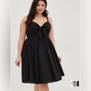 Mini Poplin Tie-Front Skater Dress